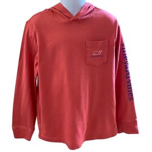 Vineyard Vines Boys Kids Whale Long-Sleeve Pocket Hoodie RED - Size 6